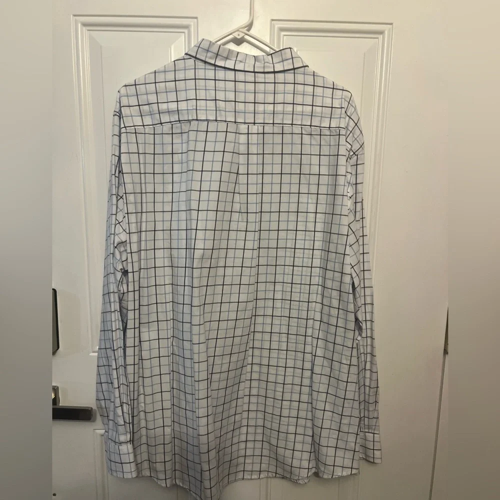 Croft & Barrow Men's White and Blue Plaid Dress Shirt Easy Care XXL